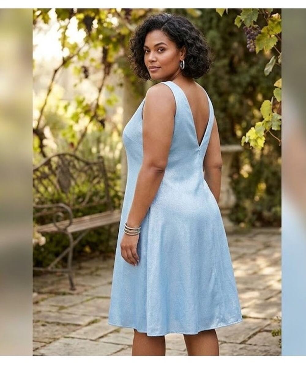 Patricia Reed Vintage Light Blue Sleeveless A-Line Dress | Fits 2XL - 3XL